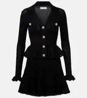 [Self-Portrait] Self-Portrait Pointelle peplum minidress AU 12 black