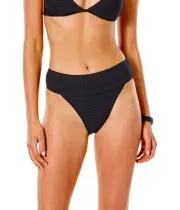 Rip Curl L116848 Surf High-Waist Cheeky Black Bikini Bottom Women's Size XL