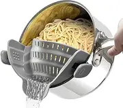 Leanockesa Clip-On Silicone Food Strainer, Hands-Free Pan Strainer, Fits All Pots, Pans, and Bowls