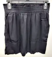 Splendid Skirt Womens Medium Black Satin Pull On Pockets Grunge Whimsigoth Y2K