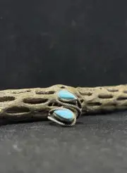 Navajo sleeping beauty turquoise Sterling Silver adjustable Ring Size 6.5