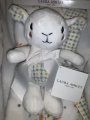 Laura Ashley Plaid Floral Security Baby Blanket & Plush Lovey Lamb Sheep Set NWT