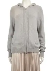 Grey Baby Cashmere Full Zip Hoodie