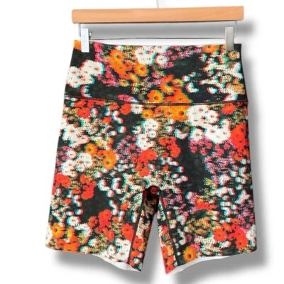 Aerie Offline Orange Multi Optic Blur Floral Bike Shorts