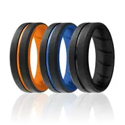 ROQ Silicone Wedding BR Middle Line Ring Set - MultiColor by ROQ for Men - 3 x 15 mm Ring