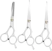 5.5'' 6'' Hair Cutting Scissors Set 3 Piece Professional Hair Shears Flat Teeth Scissors Silver