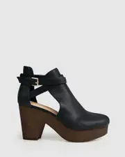 [Belle & Bloom] Fearless Clog Ankle Boot - Black/Chocolate