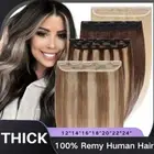 Invisible Clip In Real Remy 9A Human Hair Extensions 3/4Full Head One Piece Weft