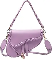[RomanticDesign] Women Saddle Shoulder Bag Trendy PU Leather Satchel Bag Underarm Handbag Crossbody Bag
