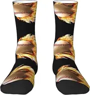 [EdWal] Soft Fire Baseball print Moisture Wicking Socks Sports Socks for Men and Women Warm thermal Boot Hiking Socks