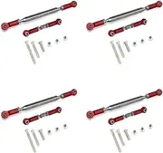 LKHNO 4X Adjustable Steering Linkage Servo Link Pull Rod Turnbuckle for MN D90 D99 MN-90 FJ-45 1/12 RC Car Crawler Red