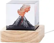 Volcano Night Light - Volcano Lamp | USB Powered Resin Cube Lamp Volcanic Nightlight | L-ava Lamp Resin Ambient Light | Tabletop Light for Bedroom, Living Room, Bathroom, Study Room