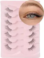 Onlyall Half Lashes Natural Look False Eyelashes Wispy Clear Band Eye Lashes Pack Half Eyelash Corner Lashes 3D Mink Strip 7 Pairs C05