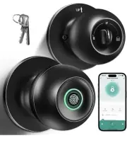 Smart Fingerprint Door Knob with Lock, Biometric Door Lock with App Control &Key