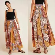 Anthropologie Bhanuni by Jyoti Panthera Maxi Skirt Size 8 Leopard Flowy $158