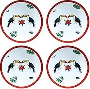 Colias Wing 8 Inch Flower Bird Pattern Stylish Design Ceramic Salad/Pasta/Fruit/Appetizer/Dessert Dishes Holiday Plates Christmas Dinner Plates-Set of 4-Toucan