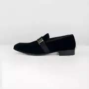 $1,000 Salvatore Ferragamo Danny 2 Black Velvet Slip Ons Size 8.5 Made in Italy