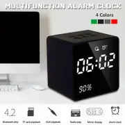 Table LED Digital Alarm Clock Night Light Mirror Display FM Radio Music Player