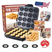 Efficient 16-Hole Mini Waffle Maker with Non-Stick Innovation for Fast Breakfast