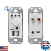 Pyle Bluetooth Receiver Wall Mount - In-Wall Audio Control Receiver w/ Dual U