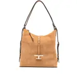 [Tod's] Tod's Timeless Suede T-buckle Shoulder Bag ONE SIZE BROWN