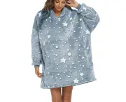 Wearable Blanket Hoodie Glow in The Dark Sherpa Hoodie - Blue