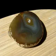Agate Geode Display Stone Cut Polished Brown Crystal Fine Gray Banding 3.5 Inch