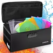 JUNDUN CD Storage Box with Lock,Water-Resistant and Fireproof CD Storage Hold...