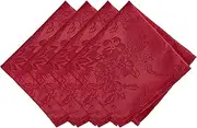 Poinsettia Elegance Jacquard Holiday Table Collection, Polyester, Red, 17" x 17" (Napkins)
