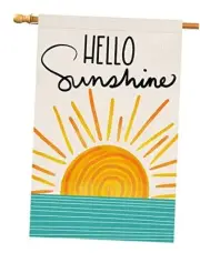 Hello Sunshine Summer House Flag 28 x 40 Vertical Double Sided Farmhouse