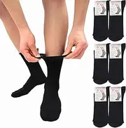 [LEON D'ORO] 6 Pairs Mens Non Elastic Socks Warm Cotton Diabetic Socks Made in Italy, 6