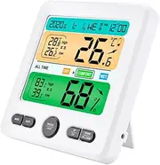 Large Digital Display Home Thermometer Hygrometer Indoor Temperature Monitor Clock Temp Humidity White Shell