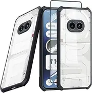 Guizzcg for Nothing Phone 2A / 2A Plus Transparent Case Ultra-Thin Cover Soft TPU Bumper + Acrylic Clear Back Military Grade Airbags Shookproof Drop Protection [1 Tempered Film],Black