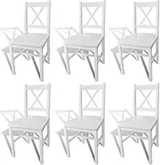 Dining Chairs 6 pcs White Pinewood Kitchen Chair