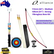 Archery Set Bow Kit Junior Kids Fibreglass Arrow Recurve 44" Medium 51" Strong
