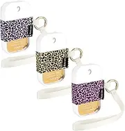 Likesing Hand Sanitizer Holder Compatible with T0uch-land, 3pcs Leopard Design Elastic Travel Hand Sanitizer Holder with Keychain and Wrist Strap for Gentle Mist, Power Mist, Glow Mist