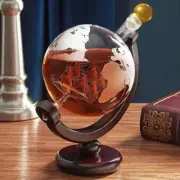 Wood Stand Whiskey Decanter Globe Set