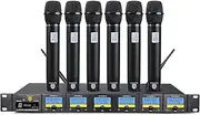PRORECK MX66 6-Channel UHF Wireless Microphone System with 6 Hand-held Microphones Karaoke Machine for Party/Wedding/Church/Conference/Speech