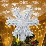 Christmas Tree Topper Lighted Star Tree Topper with Rotating Snowflake Projector