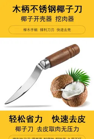 木柄不銹鋼椰子刀挖椰子肉去皮取肉器撬肉椰子開殼器開椰子