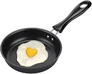 Thsinde Black Small Frying Pan, Egg Pan, Mini Frying Pan, Small Pancake Pan for Home and Camping (Diameter 12.8 cm)