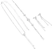[Yardenfun] 1 Set Jewelry Set Rhinestone Drop Necklace Choker Earrings with Dangler Bangle Tassel for Weddings and Special Occasions