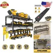 Durable Wall-Mount Tool Shelf with Surge-Protected Power Strip - 300lbs Capacity