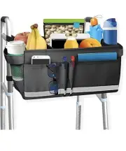 Walker Basket with Cup Holder Multi Pocket Bag for Folding Walker for Seniors