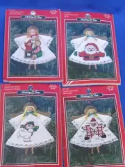 Counted Cross Stitch Leisure Arts Clothespin Angel Ornament Kits Lot of 4 NIP