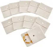 [BOLNEY] Velvet Jewelry Storage Bags With Snap Button - 10Pcs Gift Pouches for Jewelry, Beige