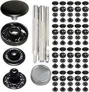 12.5mm 633# Snap Fastener Stainless Steel Poppers Press Stud Cap Button for Bag Coats Marine Clothes Jackets Jeans Braccelets Gunmetal Black (20sets with Tools)
