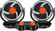 Nuyhadds Car Seat Fan - Dual Head 12V/24V Car Fans Auto Parts for Window, Backseat, Dashboard, Tractor, Truck, Boat, Semi Van