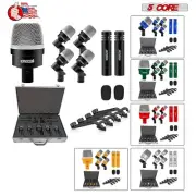 5Core Drum Mic Kit 7Pcs Kick Tom Snare Dynamic Microphone Instrument Mics Set