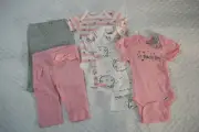 Baby Girls 5 PC LOT Shirts Pants SO MUCH LOVE Cute Bear PINK WHITE Gray 12 MO